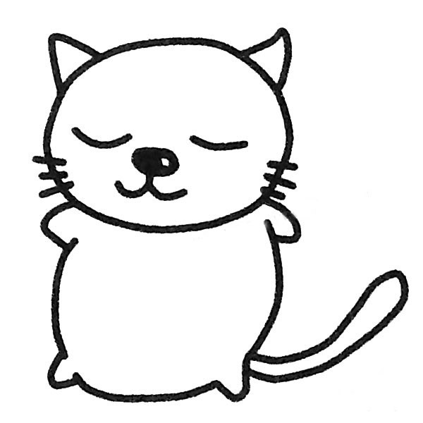 悠闲的猫咪简笔画图片