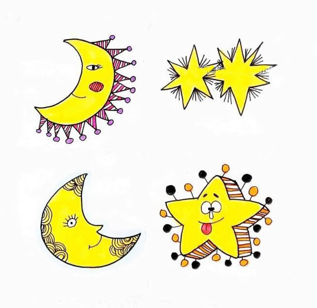 卡通星星和月亮的简笔画图片