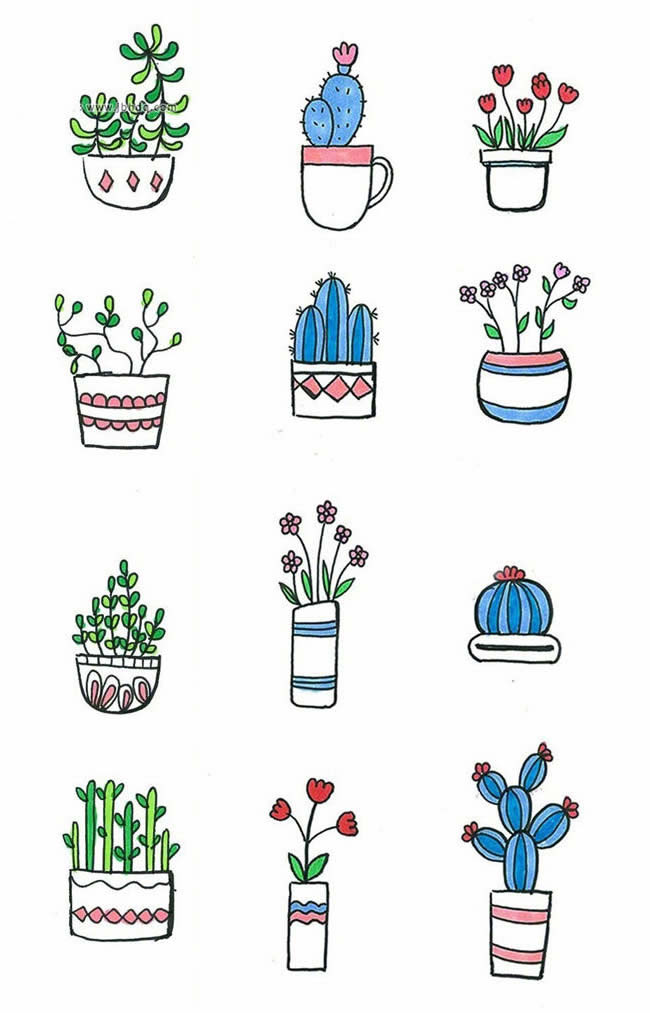 盆栽植物简笔画