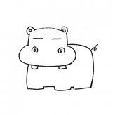 卡通河马简笔画图片素材