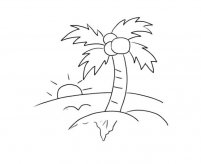 美丽的海岛风景简笔画图片