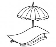 夏日沙滩躺椅和遮阳伞简笔画图片