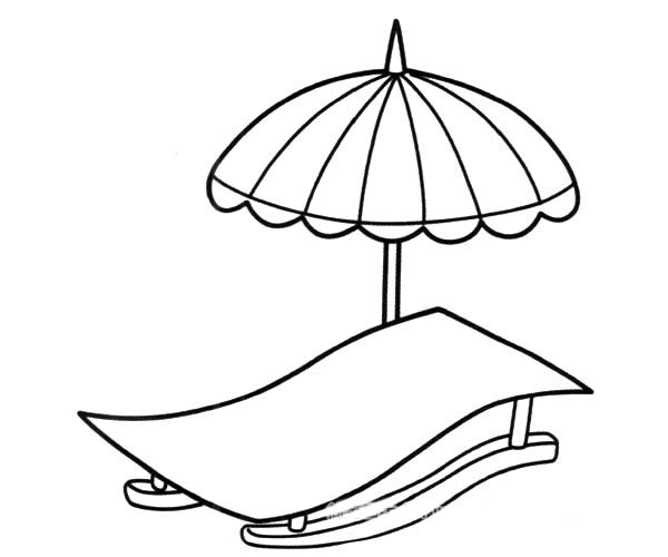 夏日沙滩躺椅和遮阳伞简笔画图片