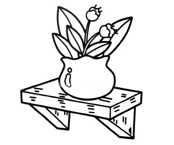 台子上的盆栽简笔画