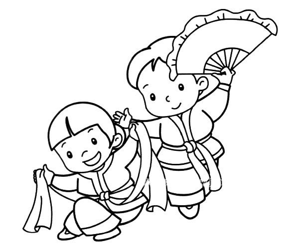 6个舞蹈中的小朋友简笔画图片