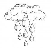 下大雨的云朵和雨滴简笔画