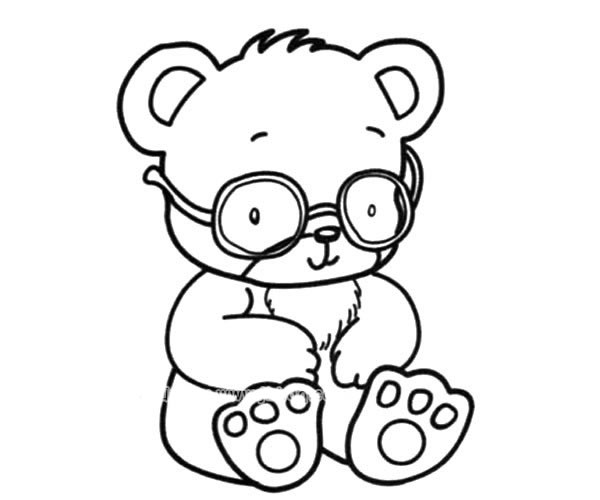 戴眼镜的玩具小熊简笔画