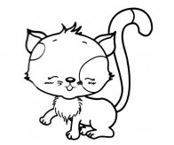 开心漂亮的小猫简笔画图片