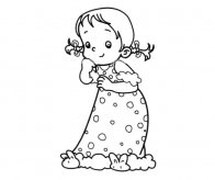 穿着睡衣的小女孩简笔画图片
