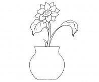 花瓶里漂亮的插花简笔画图片