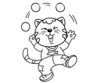 小猫玩杂耍的简笔画图片
