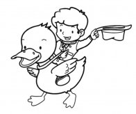 小男孩骑鸭子简笔画图片