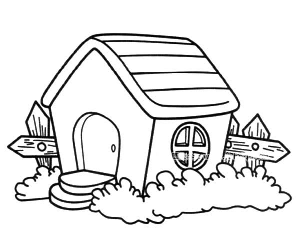 森林里漂亮的小屋简笔画图片