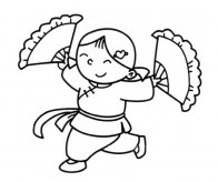 喜庆跳舞蹈的小女孩简笔画