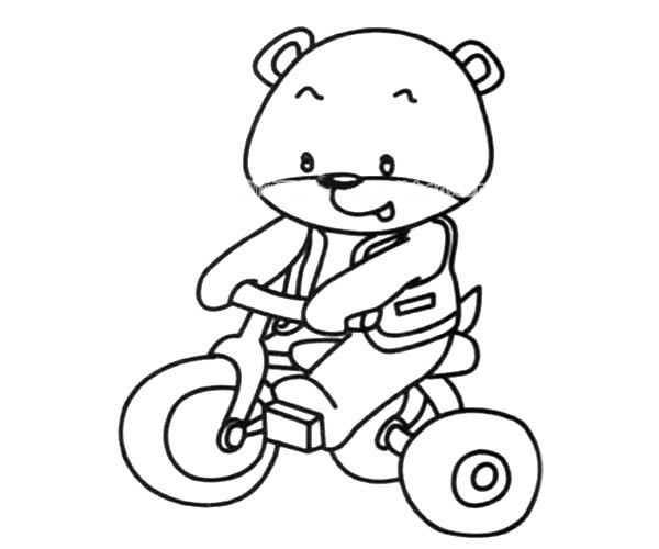 小熊骑自行车简笔画图片_卡通小熊怎么画