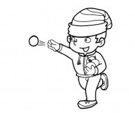 打雪仗的小男孩简笔画