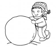 滚雪球的小男孩简笔画