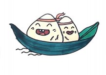 端午节卡通粽子简笔画彩色图片