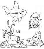 海底世界简笔画之鲨鱼珊瑚鱼和螃蟹发现