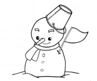 插着旗子的雪人简笔画