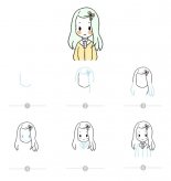 卡通女孩简笔画及步骤图解（四）