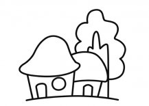 带颜色的小木屋简笔画图片