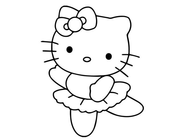 跳舞的kitty猫简笔画图片