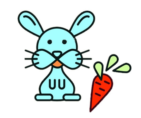 卡通兔子简笔画彩色图片