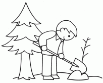 小朋友植树简笔画图片
