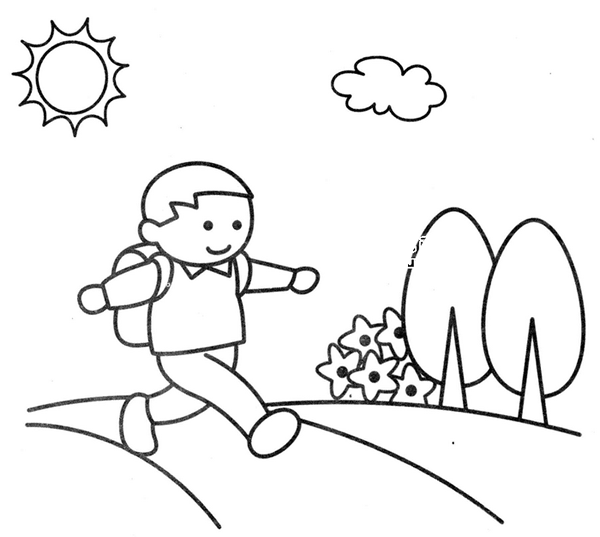 小朋友去上学简笔画
