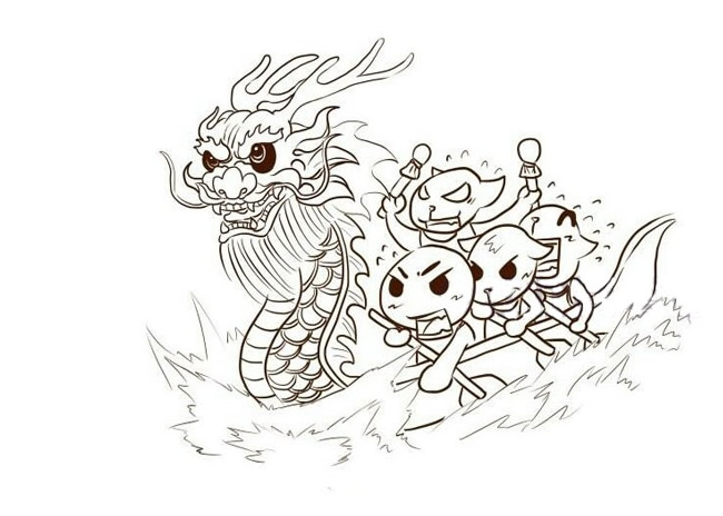 端午节划龙舟简笔画图片
