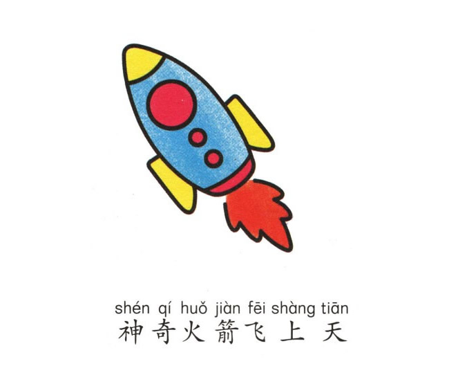 卡通火箭简笔画的画法步骤图