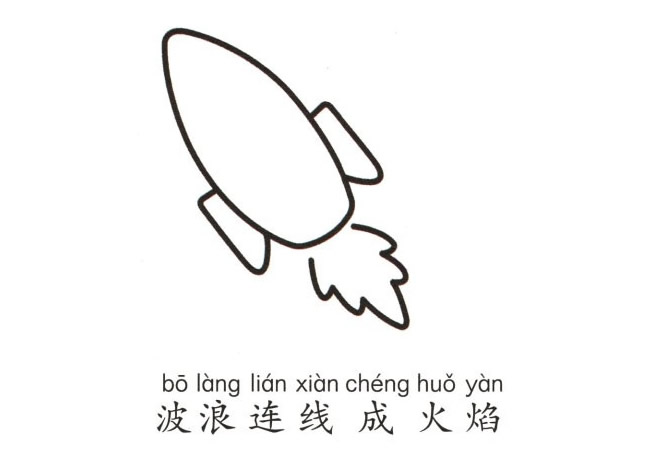 卡通火箭简笔画的画法步骤图