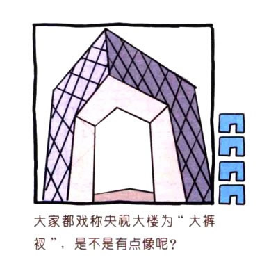 中央电视台大楼彩色简笔画步骤图