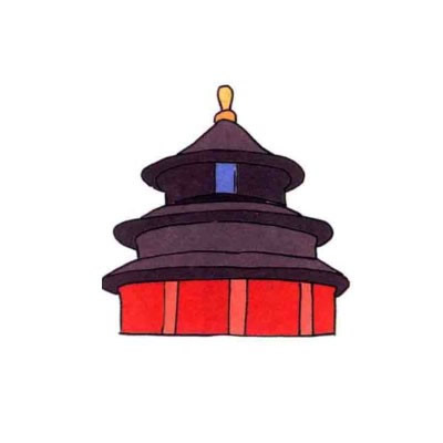 中央电视台大楼彩色简笔画步骤图
