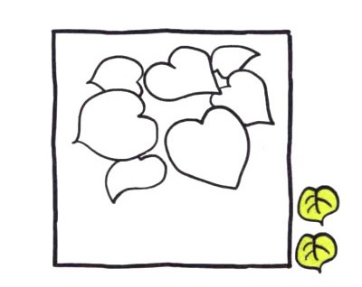 四步画出心形网纹草简笔画图片