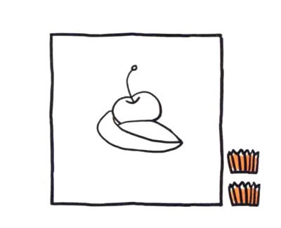 四步画出小纸杯蛋糕简笔画图片
