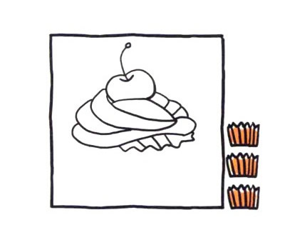 四步画出小纸杯蛋糕简笔画图片