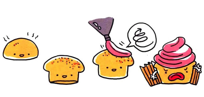 四步画出小纸杯蛋糕简笔画图片