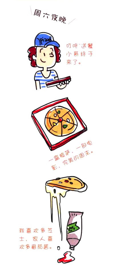 四步画出披萨简笔画图片