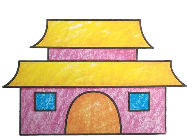 古建筑填色图片