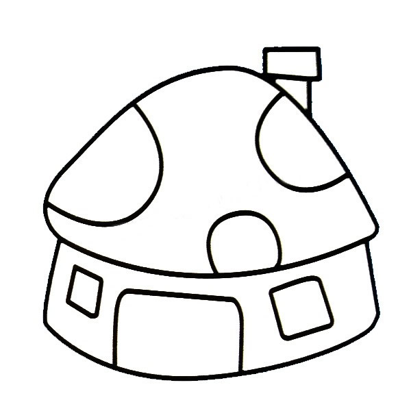 蘑菇房子简笔画