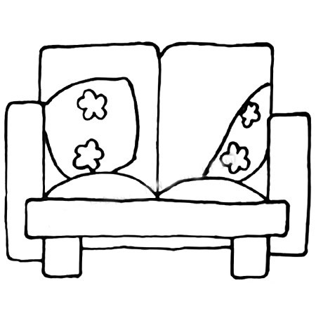 5.画沙发上的抱枕，在抱枕上画些小花。