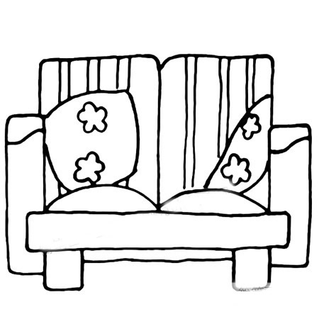 6.给沙发画些花纹。
