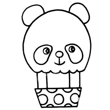 熊猫造型热气球简笔画