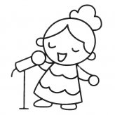 小女孩唱歌简笔画