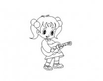 弹吉他的小女孩简笔画画法步骤教程