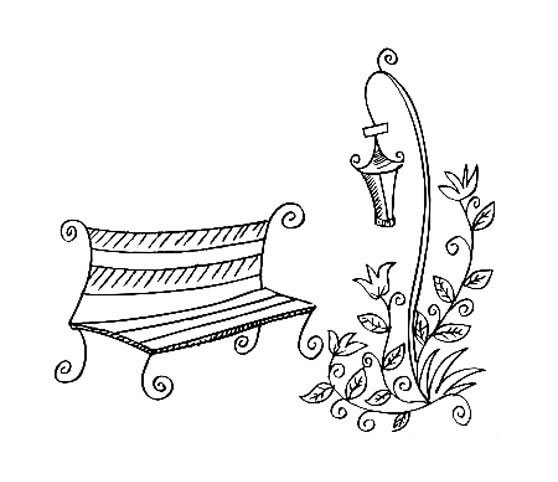 公园长椅简笔画