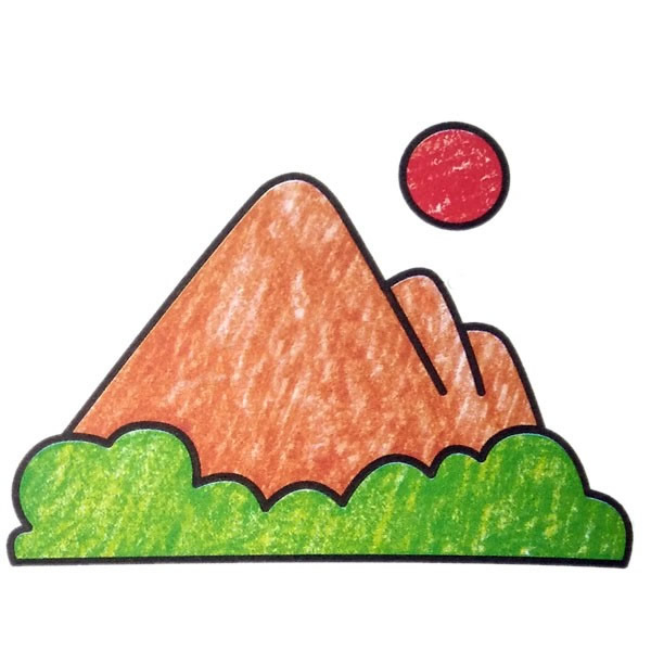 高山风景简笔画彩色图片