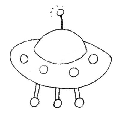 外星飞碟简笔画的画法步骤教程